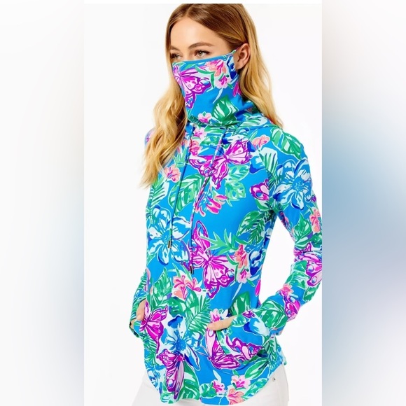 Lilly pulitzer UPF 50+ ChillyLilly Lilblock popover Hooded Face Mask xxs - Picture 2 of 11